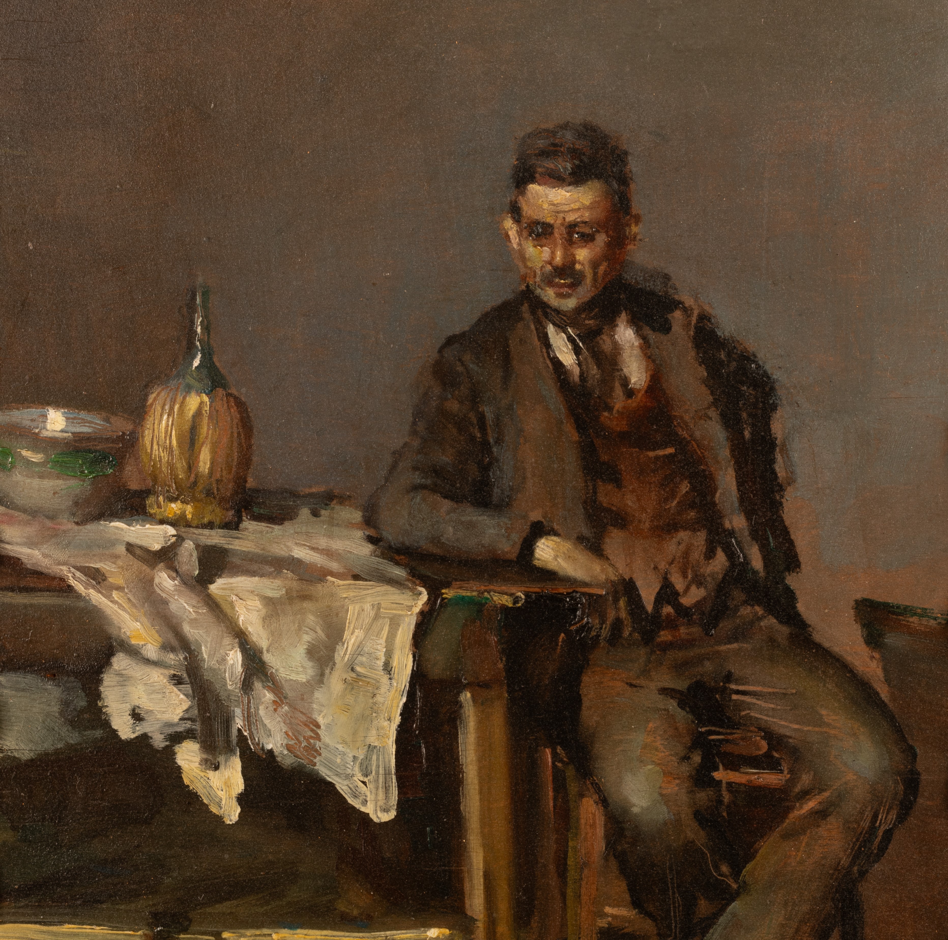 Ritratto virile con fiasco di vino